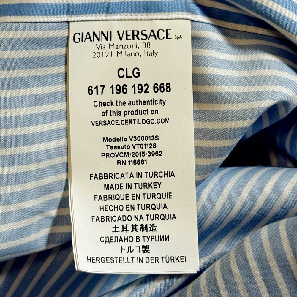 Versace Collection “Trend” in Elegant Blue Striped Dress Shirt for Men - Picture 5 of 6